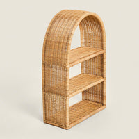 Wicker Wall Shelf Woven Three-Tier Wall Shelf Space-Saving Furniture for Living Room