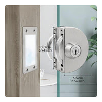 Glass Door Lock, no tools required, stainless steel sliding door security lock for office, shop, home, double or single doors, key unlock, easy installation, privacy protection