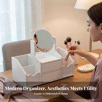 Vanity Case with Mirror Large Capacity Makeup Container Drawer Compartments