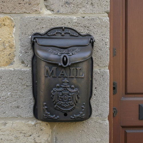 Vintage Cast Iron Mailbox European Vintage Mailbox Antique Look House Decor for Porch, Garden