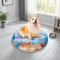 Inflatable Pet Cooling Mat Ocean-Themed Water-Filled Sensory Bed Thickened