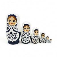 Hand-Painted Nesting Doll with Six Layers Wooden Russian Nesting Doll Stackable Compact for Collectors, Kids, Gift Box