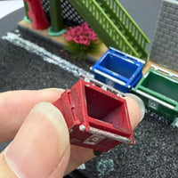 Miniature Trash Bin Resin Miniature Bin with Wheels Realistic for Street Display