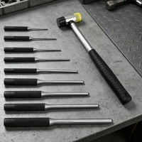 9 Pieces Drift Punch Hammer Set Carbon Steel Drift Punch and Hammer Kit Storage