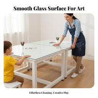 Kindergarten Glass Craft Station Firm Table and Sturdy Kids Group Craft Table Kids Learning Desk for Students, Teachers, Playroom, Home, Homework