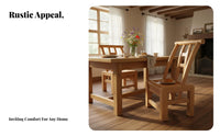 Traditional Low-Back Chair Engraved Backrest Armless Wooden Chair for Homeowners