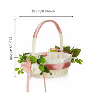 Flower Girl Basket Satin-Lined Basket with Handle Elegant for Weddings