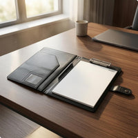 Rigid Writing Surface Faux Leather Clipboard Folder Metal Clip A4 Clipboard Folder Interior Pocket Padfolio Lined Memo Pad