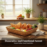 Woven Food Platter multi-functional Serving Basket Imitation Rattan for household users