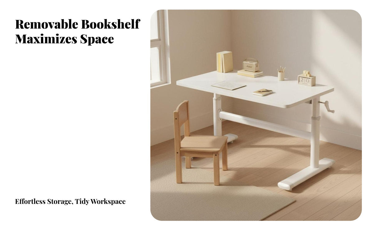 Kids Desk and Chair Set Solid Wooden Core Height Adjustable Study Desk Bookstand Adjustable children's Study Table for Students, Girls