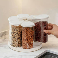 Rotating Grain Storage Box Food-Grade 6-Compartment Rice Dispenser