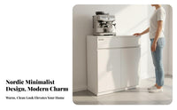 Large Capacity Wooden Buffet Cabinet Multi-Functional Dining Room Storage Cabinet Wide Countertop Kitchen Cupboard Adjustable Shelf for Homeowners, Families, Renters, Entryway, Bedroom, Home Office
