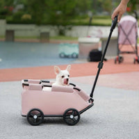 Foldable Pet Stroller Breathable Mesh Lightweight Pet Carrier Safety Rope