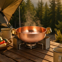 Hammered Copper Pot Wide Wide-Mouthed Top Kitchenware Rustic Farmhouse Design