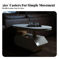 Mobile C-Shaped Table Movable with casters Living Room Furniture Rolling Casters Sturdy Construction for distant Workers