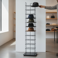 Multi-Layer Freestanding Hat Display Rack for Retail Stores - Baseball Cap Organizer