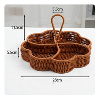 Four-Compartment Tray Decorative Rattan Storage Tray Easy to Organize