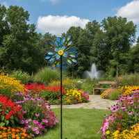Colorful Flower sculpture Waterproof Yard Pinwheel Easy to Install Outdoor Decoration for Park