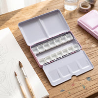 Paint Box with 14 Compartments Compact Watercolor Tin with Insert Portable Metal Paint Case for Hobbyists, Students, Travel, Sketching, Plein Air