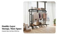 Large Capacity Mobile Wardrobe Rack Easy Assembly Rolling Garment Rack Rust-Resistant Freestanding Clothes Organizer for Homeowners, Boutique Owners, Balcony, Laundry Room, Entryway, Walk-in Closet