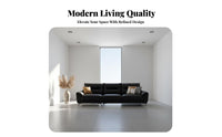 Italian Minimalist aesthetic Straight-Line Multi-Seater Sofa Genuine Leather Living Room Furniture Top-Grain Cowhide Couch Modern Design for Apartment Dwellers, Homeowners, Interior Designers, Home Office