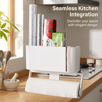 Tissue Holder and Paper Dispenser for Modern Kitchens, No-Drill Wall Mount with Under Cabinet or Countertop Options