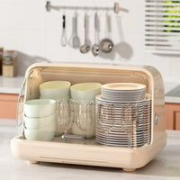 Plastic Dish Drying Rack with Lid, Bowl and Bottle Storage Box