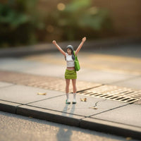 Cheering Girl Figure Realistic Detailing 1/64 Scale Girl Figurine for Collectors