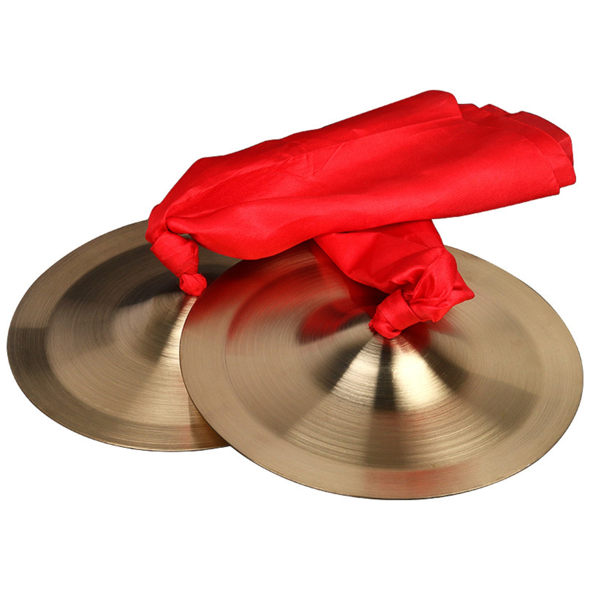 Hand Cymbals Polished with Red Ties Shiny Finger Cymbals for Artists, Ceremonies