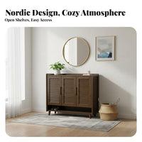 Wooden Footwear Organizer with Doors Solid Wood Frame Shoe Storage Cabinet Large Capacity Breathable Entryway Shelf Suitable for Homeowners Adults Foyer Home Decoration