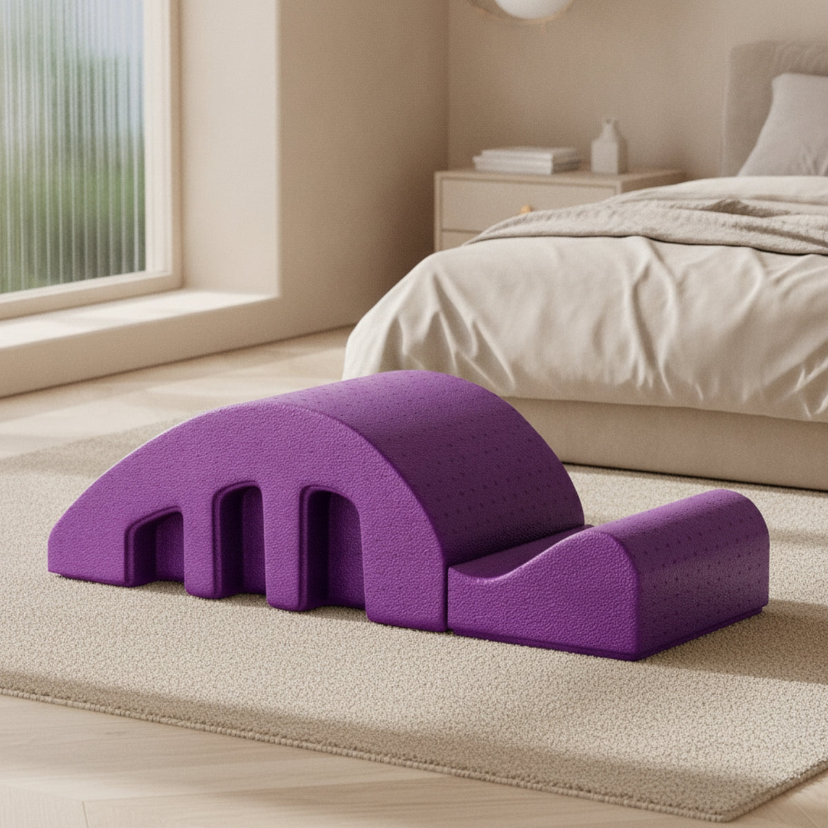 High-Density Spine Corrector with Stepped Base Dense Foam Pilates Curved Support Stable Back Stretcher Versatile for Living Room