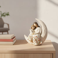 Resin Figurine Wood-Grain Style Human Figurine with Dress Human Statue Tabletop Desk Decoration Elegant for Collectors