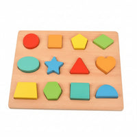 Educational Wooden Shape Puzzle Board Developmental Wooden Puzzle Sensory Toy Bright for Classroom, Homeschool