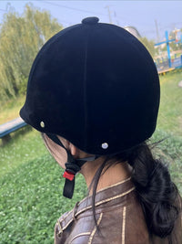 Equestrian Velvet Helmet with UV Protection Visor