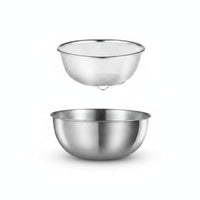 2 Pieces Colander with Mixing Bowl Polished Draining Basket Food-Grade