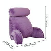Supportive Armrests Bed Backrest with Arms and Neck Roll Soft Velvet Material Husband Pillow Removable Washable Cover Bedding Accessory Convenient Side Pocket for Gaming