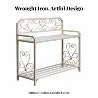 2 Pieces 2-Tier Stepped Rack Vintage Aesthetic 2-Piece Ornate Planter Bench