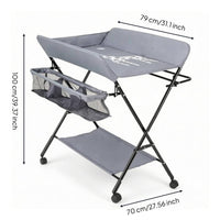 Adjustable Height Changing Table Mesh Storage Basket Foldable Changing Table