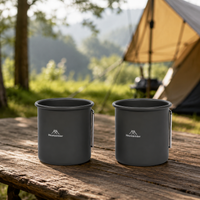 Camping Mug, Aluminum Alloy, 300ml, Direct Fire Compatible, Foldable Handle, Lightweight, Outdoor, Hiking, For Coffee, Soup