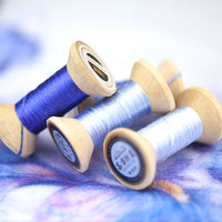New Mulberry Silk Embroidery Thread Spool for Easy Storage, Handmade Silk Floss Bobbin, Blue Series