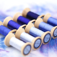 New Mulberry Silk Embroidery Thread Spool for Easy Storage, Handmade Silk Floss Bobbin, Blue Series