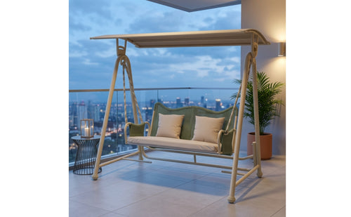 Comfortable Swing Bench with Cushion Freestanding Swing Bench Woven Loveseat Cushion Set Metal for Balcony