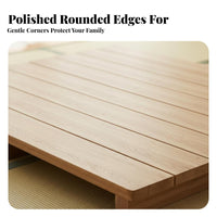 sectioned Wooden Bed Base Japanese aesthetic Bedroom Furniture Wabi-Sabi Design Mattress Foundation for Guesthouse Owners, Minimalists, woven mat Room, Balcony