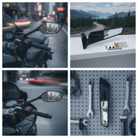 Matte Black Blade Motorcycle Mirror Adjustable Motorcycle Rearview Mirror Sleek Sturdy for Handlebars