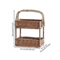 Textile Storage Basket Handwoven 2 Tier Storage Basket Rustic Style Tiered Rack