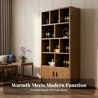 Wooden Beverage Cabinet New Chinese Design Floor Standing Display Shelf Solid Wood Floor Standing Storage Cabinet for Collectors, Adults, Restaurant