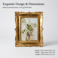 Ornate Resin Picture Frame with Carved Floral Design Hanging for Living Room Decor, Classical Decorative Photo Display