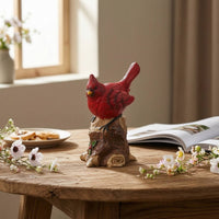 Songbird Bird Ornament Decorative Piece Resistant Tree-Stump Bird Ornament Textured for Indoor Display