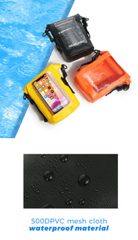 New Waterproof Bucket Bag with Phone Pouch, 2L Outdoor Beach Swimming Rafting Bag
