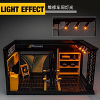 维修车间停车场DIY场景模型汽车灯光亚克力罩车模专用防尘罩摆件